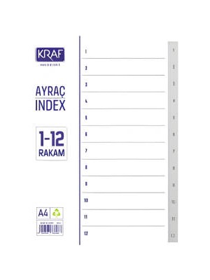 Kraf Seperatör, 1 - 12 Rakam, Klasör Içi Ayraç, Düzenleyici