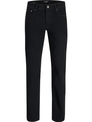 Jack & Jones Erkek Düz Kesim Clark Model Kot Pantolon %71 Pamuk Siyah Denim Kumaş