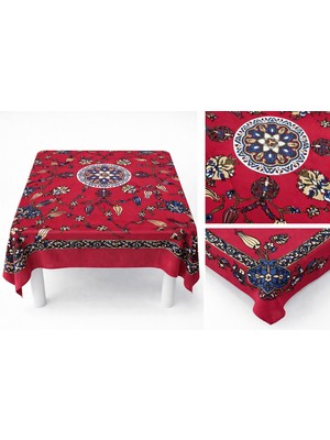 Milenam Lale Desenli Otantik Masa Örtüsü Sofra Bezi