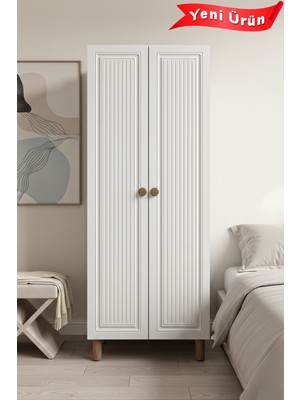 PlatinReyon 2 Kapaklı 3 Raflı Gardırop Mdf Kapak