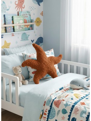 Puff Table Peluş Deniz Yıldızı Yastık Kırlent Içi Dolgulu Koyu Kahve (Tarçın) Teddy Kumaş Büyük Boy