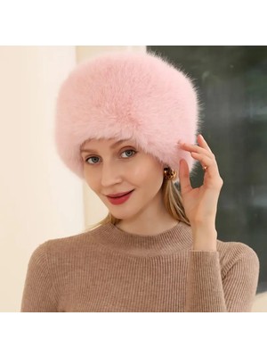 Evim Mabedim Kürk Görünümlü Kadın Şapka, Kışlık Kürk Görünümlü Lüks Şapka