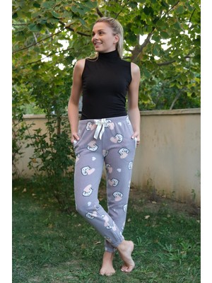 Moda Çizgi Kadın Welsoft Polar Tek Alt Pijama 210053