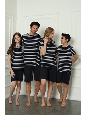 Moda Çizgi Aile Penye Şortlu Pijama Takım (Anne - Kız ) 50117 Ayrı Ayrı Satılır . Fiyatları Farklıdır