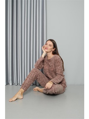 Moda Çizgi Welsoft Polar Kadın Pijama Takımı 8519