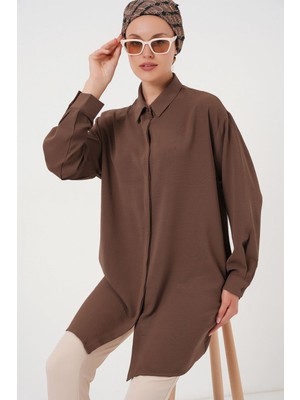 Hiccup Kadın Bdart Rahat Kesim Uzun Kollu Düğmeli Gömlek Mocha Kahvesi