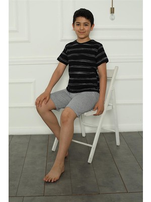 Moda Çizgi Erkek Çocuk Penye Şortlu Pijama Takım 20392