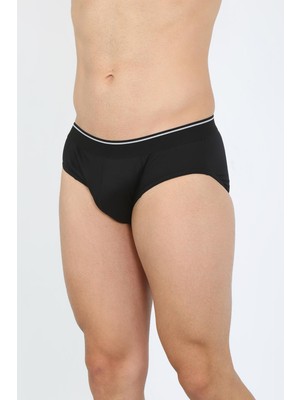 Moda Çizgi Erkek Pamuk Likralı Slip Siyah 40132