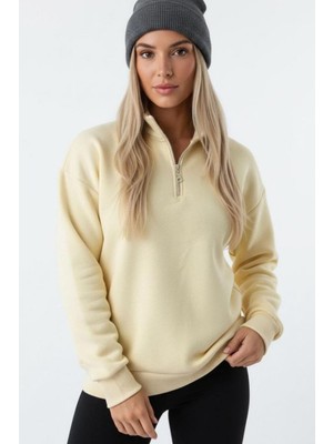 Rovebella Sarı Yarım Fermuarlı Sweatshirt