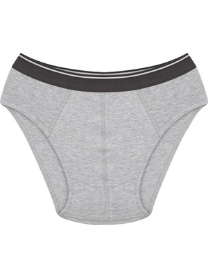 Moda Çizgi Erkek Pamuk Likralı Slip Gri 40132