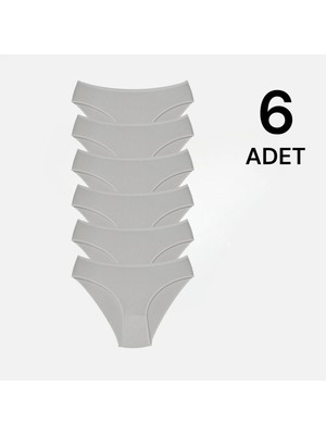 Erdenay Tekstil Penye Licralı Kadın Bikini Külot 6'lı - Beyaz