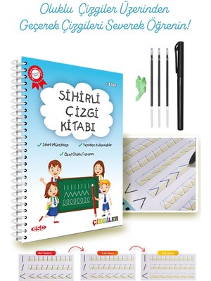 Esokal Sihirli Çizgi Alıştırma Kitabı - Oluklu Sihirli Uçan Kalemli Eğitici Kitap