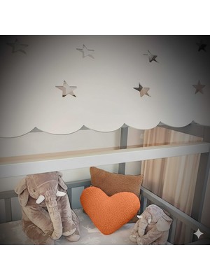 Puff Table Peluş Kalp Yastık Kırlent Içi Dolgulu Koyu Kahve (Tarçın) Teddy Kumaş Büyük Boy