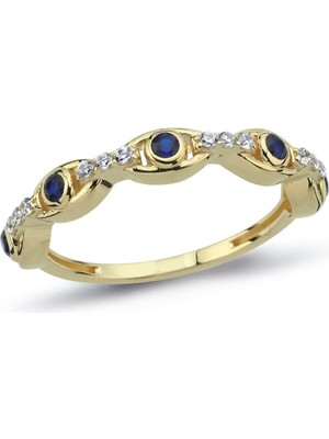 Oroline Kuyumculuk 14 Ayar Sıralı Taşlı Minimal Kadın Altın Yüzük