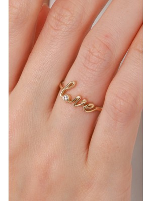 Oroline Kuyumculuk 14 Ayar Love Yazılı Kadın Altın Yüzük