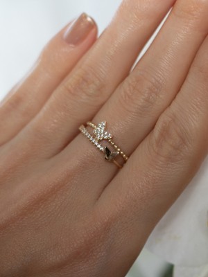 Oroline Kuyumculuk 8 Ayar Kelebek Desenli Minimal Altın Yüzük