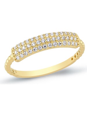 Oroline Kuyumculuk 8 Ayar Trend Taşlı Kadın Altın Yüzük