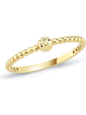 Oroline Kuyumculuk 14 Ayar Top Desenli Minimal Kadın Yüzük