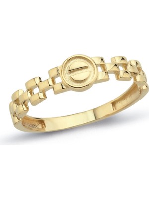 Oroline Kuyumculuk 8 Ayar Kordon Desenli Taşsız Altın Kadın Eklem Yüzük