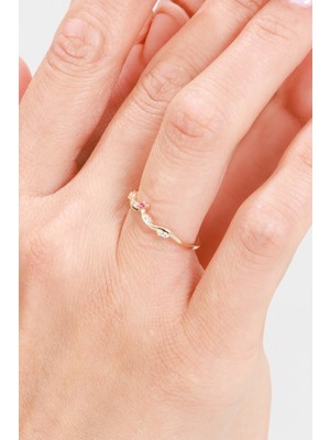 Oroline Kuyumculuk 14 Ayar Yılan Desenli Taşsız Kadın Altın Yüzük