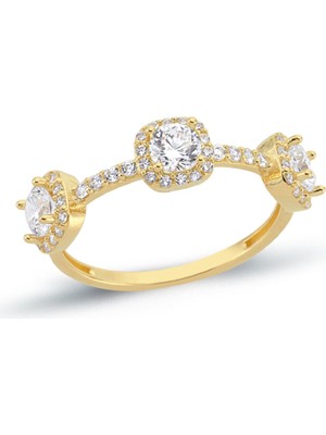 Oroline Kuyumculuk 8 Ayar Modern Taşlı Kadın Altın Eklem Yüzük