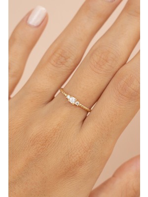 Oroline Kuyumculuk 8 Ayar Taşlı Minimal Kadın Altın Eklem Yüzük