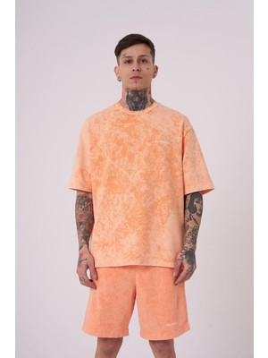 Machinist Erkek Basic Yıkamalı Relaxed Tişört Turuncu Efektli