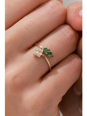 Oroline Kuyumculuk 14 Ayar Renkli Taşlı Kadın Altın Yüzük