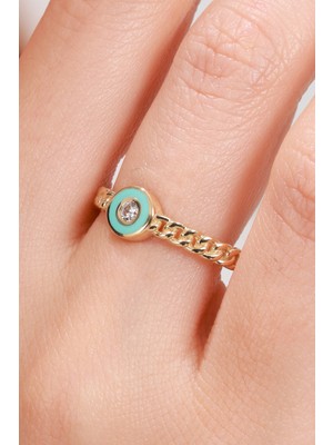 Oroline Kuyumculuk 8 Ayar Mineli Zincir Desenli Altın Kadın Eklem Yüzük