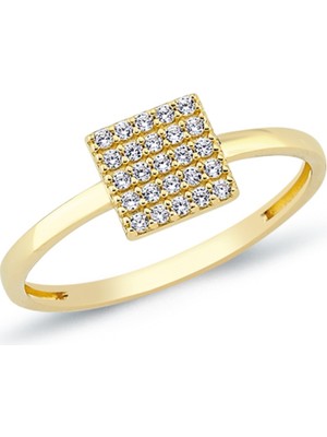 Oroline Kuyumculuk 8 Ayar Kare Desenli Altın Kadın Yüzük