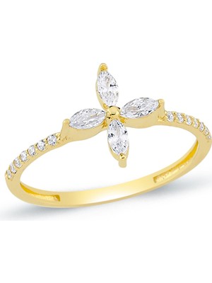 Oroline Kuyumculuk 8 Ayar Çiçek Desenli Kadın Altın Eklem Yüzük