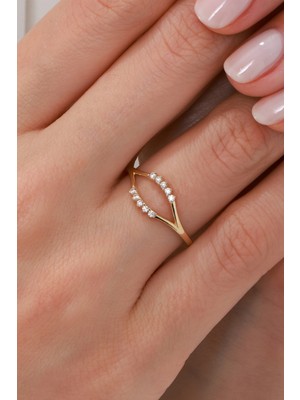 Oroline Kuyumculuk 14 Ayar Trend Kadın Altın Eklem Yüzük Minimal