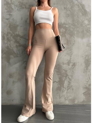 Betnur Kadın Dalgıç Kumaş Şardonlu Ispanyol Paça Tayt