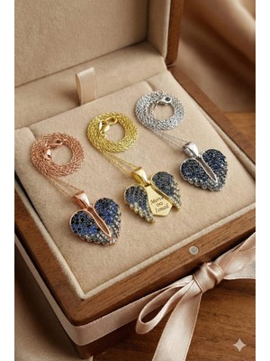Papatya Silver 925 Ayar Akışlı Açılır Isimli Kalp Kolye.rose.gold.rodaj Kalp