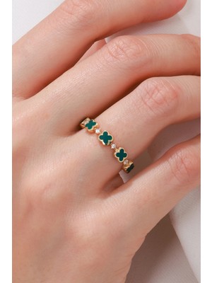 Oroline Kuyumculuk 8 Ayar Mineli Kadın Altın Minimal Yüzük