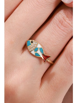 Oroline Kuyumculuk 8 Ayar Balık Sırtı Desenli Mineli Altın Yüzük