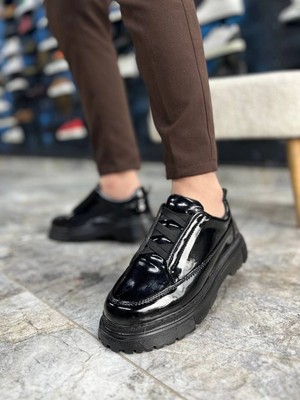 Zerenyus ZRK-703 Premium Siyah Rugan Lastikli Günlük Erkek Casual Ayakkabı