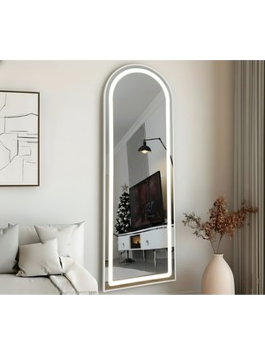 Esenhome DECOR Beyaz Çerçeveli Beyaz Ledli Oval Duvar Aynası 60x180 cm