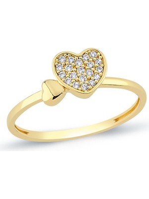 Oroline Kuyumculuk 14 Ayar Altın Kalpli Kadın Yüzük