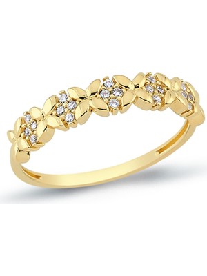 Oroline Kuyumculuk 14 Ayar Şık Kadın Günlük Yüzük Altın