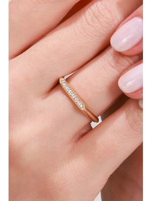 Oroline Kuyumculuk 14 Ayar Altın Kadın Taşlı Eklem Yüzük