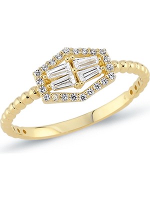 Oroline Kuyumculuk 14 Ayar Modern Köşeli Kadın Altın Yüzük