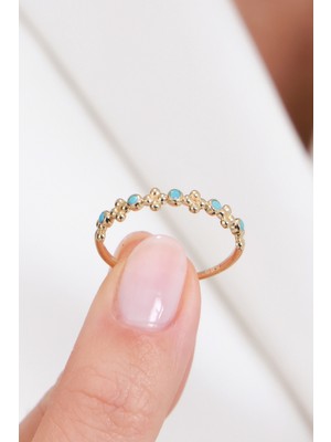 Oroline Kuyumculuk 14 Ayar Çiçek Desenli Minimal Şık Kadın Altın Yüzük