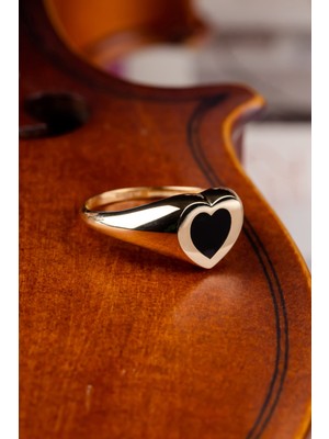 Oroline Kuyumculuk 14 Ayar Mineli Kalp Deseli Altın Yüzük