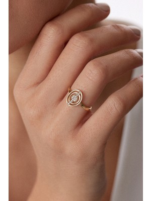 Oroline Kuyumculuk 8 Ayar Modern Taşlı Kadın Altın Yüzük