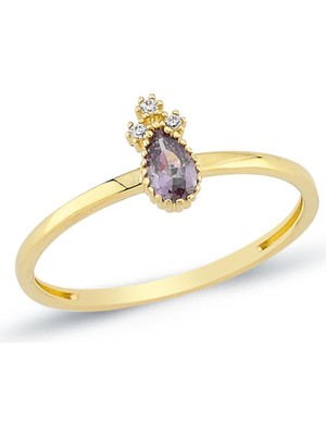 Oroline Kuyumculuk 14 Ayar Mor Taşlı Kadın Eklem Yüzük Altın