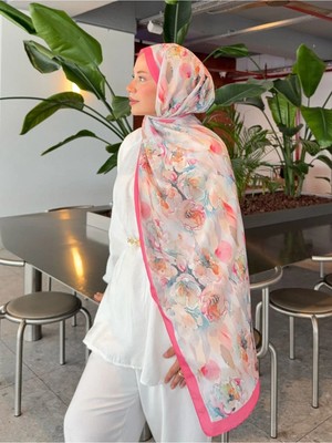 Moda Nuda Mira Ipek Desenli Pamuk Soft Şal Mena Serisi Kırmızı Siyah