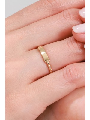 Oroline Kuyumculuk 8 Ayar Isim ve Tarih Yazılabilen Altın Plaka Kadın Yüzük