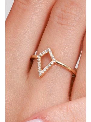 Oroline Kuyumculuk 8 Ayar Geometrik Desenli Kadın Altın Yüzük