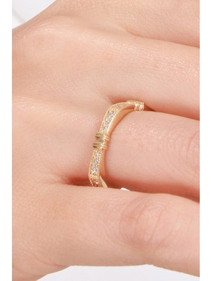 Oroline Kuyumculuk 8 Ayar Taşlı Trend Kadın Altın Yüzük